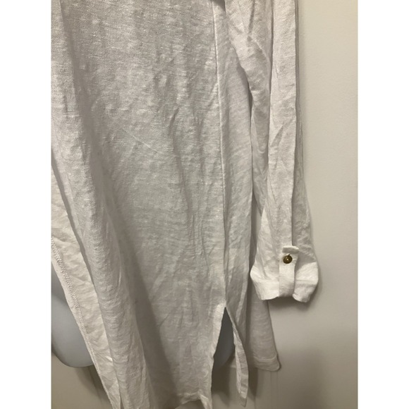 NWT Tamsy White Hoodie Linen Open Cardigan Duster Coverup Beach Size Large - Picture 3 of 7